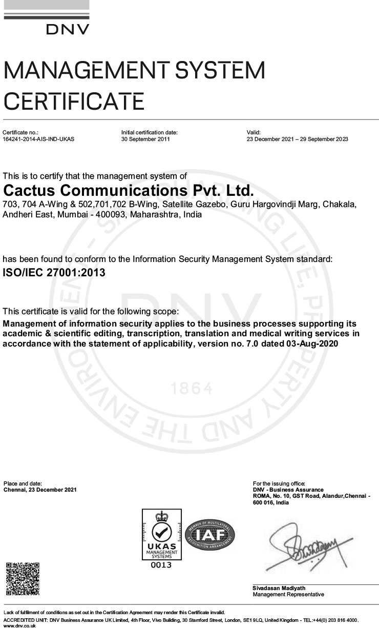 ISO27001証明書1